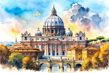 Fototapeta premium Vatican. The Papal Basilica of Saint Peter in the Vatican, largest church in the World. The Holly See 