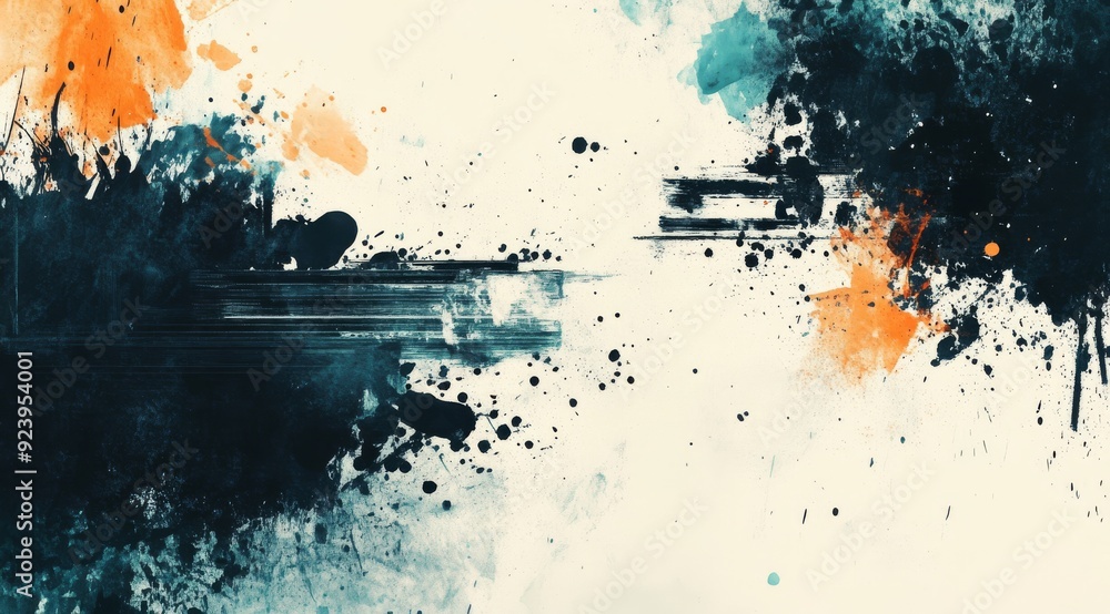 Poster this captivating abstract artwork features vibrant oranges and deep teals, with dynamic splashes tha