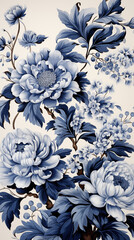 Obraz premium pattern, floral, flower, seamless, vector, wallpaper, design, ornament, decoration, illustration, art, leaf, vintage, texture, backdrop, decor, nature, element, plant, damask, spring, retro, drawing, 