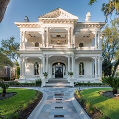 Obraz premium Beautifully Restored Historic Mansion Combining Classic Architectural Elements