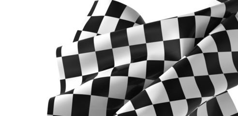 The checkered flag waves in the wind signifying the end of a race