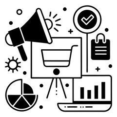 Modern and minimalist set of marketing campaign related vector icons © Anisa283