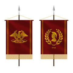 Roman flag with golden eagle