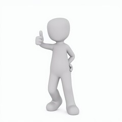 3D render of a humanoid figure giving a thumbs up gesture on a white background.