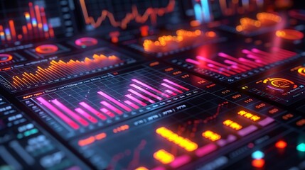 Fototapeta premium Investment and ROI background with emphasis on detailed analytics and strategic portfolio management, perfect for creating professional visuals on financial performance. high resolution Illustration,