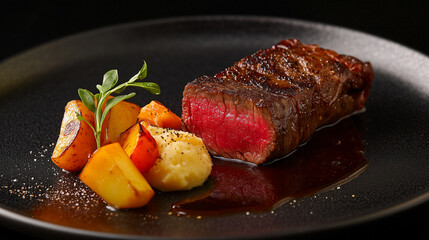 Wagyu Beef Steak with Mashed Potatoes and Vegetables