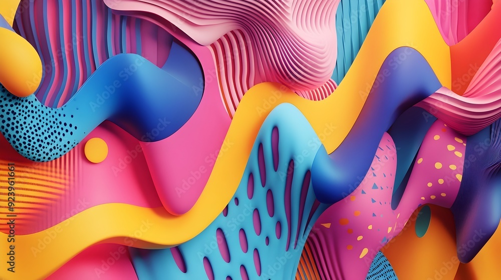 Poster mesmerizing abstract geometric pattern with vibrant prismatic colors and dynamic shapes