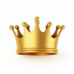 Golden crown with intricate details, shining brightly against a white background.