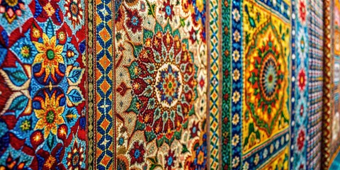 A Tapestry of Colorful Floral Patterns, Close-up , Texture , Persian , Oriental , Design