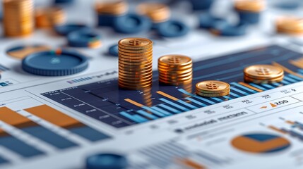 Investment and ROI background emphasizing detailed analytics, portfolio management, and financial performance, perfect for professional visuals on investment success. high resolution Illustration, in