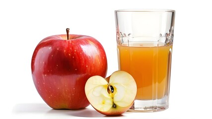 glass of apple juice and apple