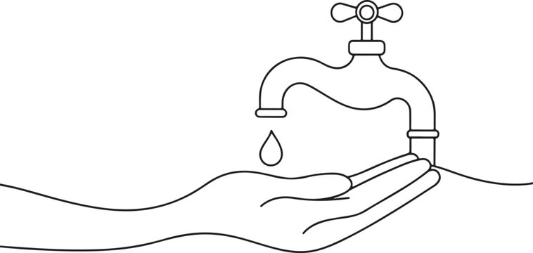 recommend clip art: 
                    hand holding a faucet continuous one line art drawing, vector illustration
                    