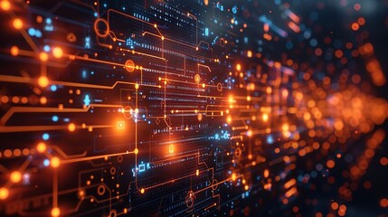 Fototapeta premium Digital technology background featuring networking, wireless communication, and cloud computing, perfect for visuals on modern tech infrastructure and connectivity. high resolution Illustration, in