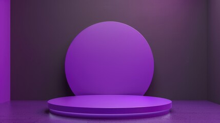 Contemporary abstract podium on purple backdrop for cosmetics advertisement Space for text frontal display mockup