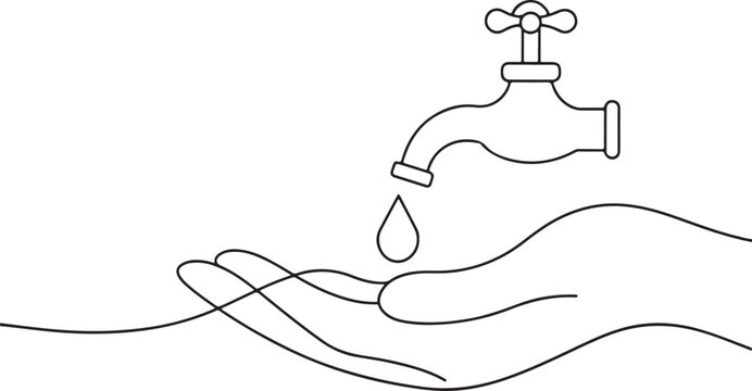 recommend clip art: 
                    hand holding a faucet continuous one line art drawing, vector illustration
                    