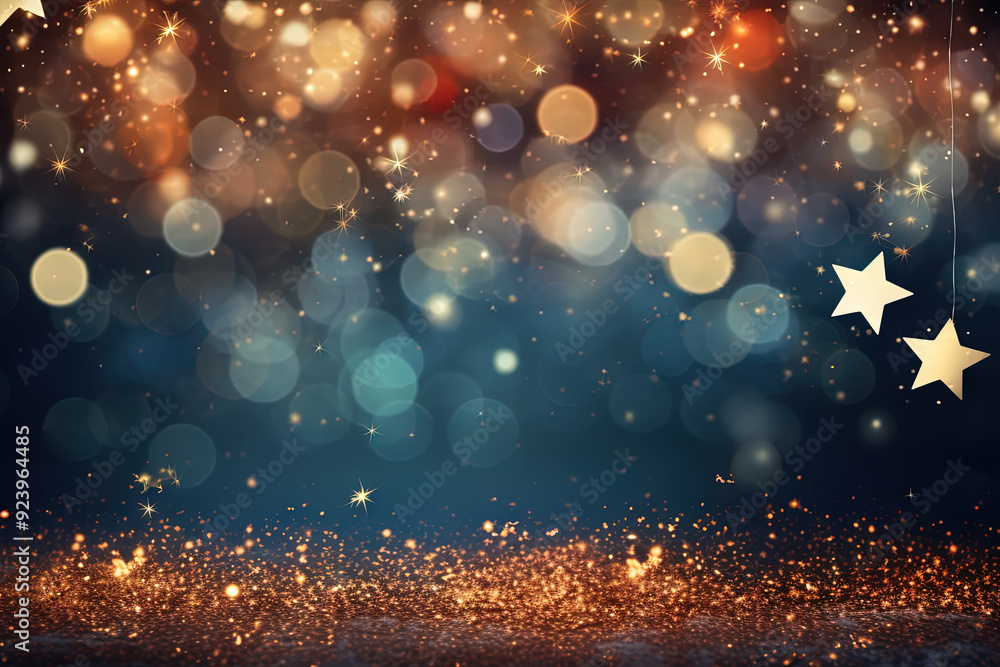 Poster abstract background with colorful bokeh and holiday or festive lights