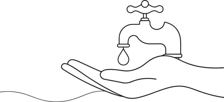 recommend clip art: 
                    hand holding a faucet continuous one line art drawing, vector illustration
                    