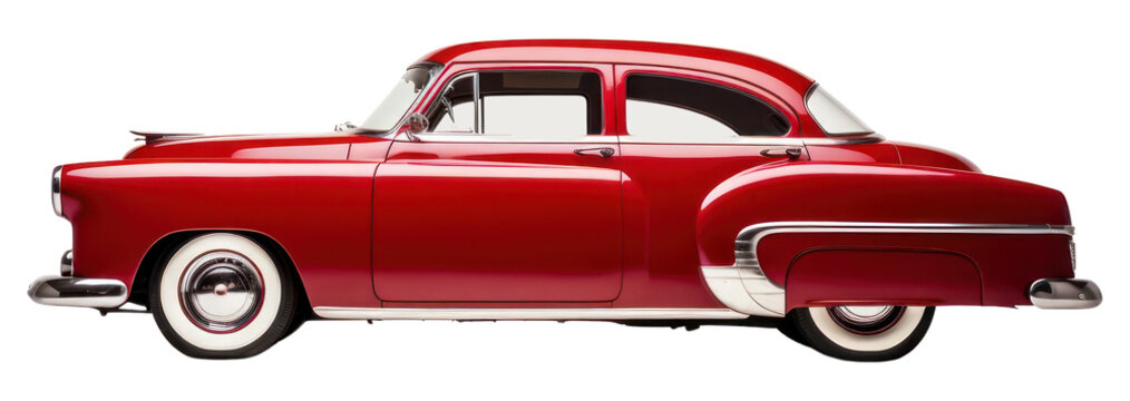 Fototapeta PNG  A red vintage car vehicle white background transportation.