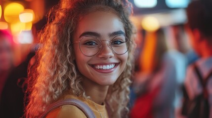 Fototapeta premium Engaging company benefits fair with smiling attendees