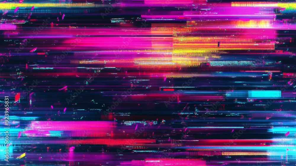 Poster this design showcases a seamless pattern that is rich with vibrant vhs scanlines and intriguing stat