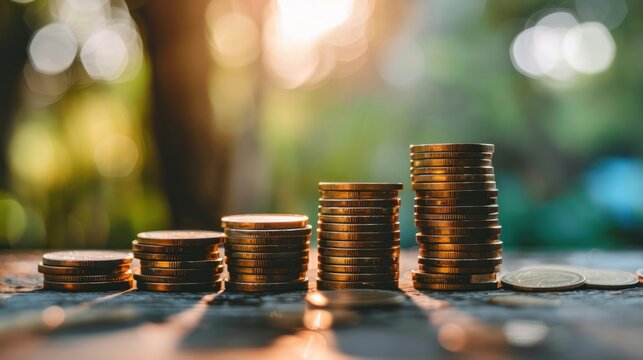 A Stack of coins, concept of decreasing finance due to inflation.