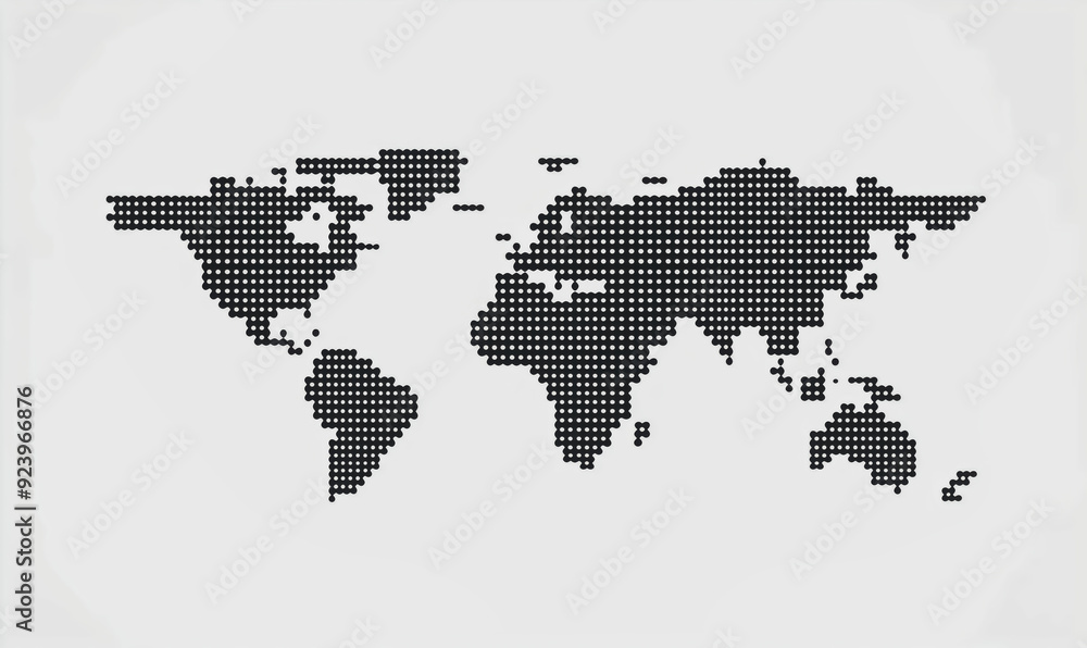 Wall mural a black and white map of the world with dots representing countries