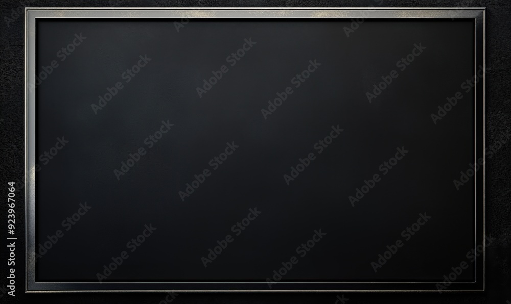 Poster a black framed picture of a black board. the board is empty and the frame is silver. the image has a