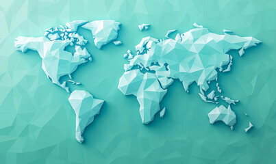 A blue and white world map with a lot of detail. The map is made of triangles and has a very modern look to it