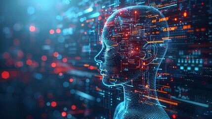 Fototapeta premium Artificial Intelligence (AI) and machine learning concept featuring sophisticated algorithms, automated systems, and data-driven insights, ideal for modern tech visuals. high resolution Illustration,