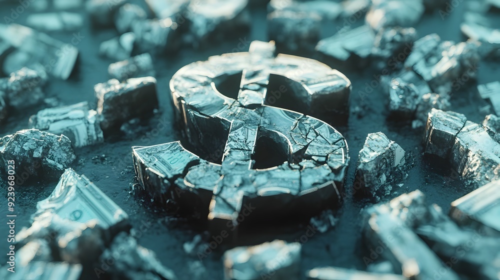Poster sinking american dollar symbol submerged in chinese products 3d render