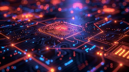Fototapeta premium Blockchain technology and 5G design featuring secure transactions, high-speed data transfer, and decentralized systems, perfect for showcasing cutting-edge tech solutions. high resolution