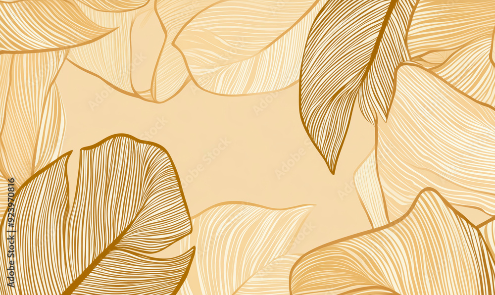 Aufkleber a leafy background with a yellowish color. the leaves are drawn in a way that they look like they ar
