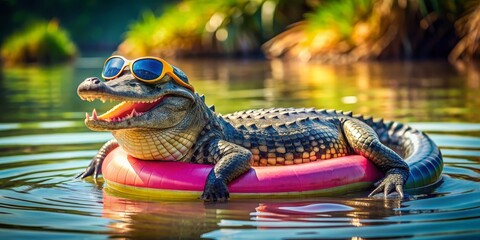 Cool Gator, Float, Sunglasses, Summer Fun, Alligator, Inflatable, Relaxation