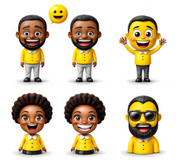 Naklejka premium Cartoon Avatars of Diverse Smiling People