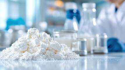 Innovative scientists developing eco-friendly biodegradable plastics in laboratory setting