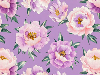 Delicate watercolor illustration featuring peonies in pastel purple tones.