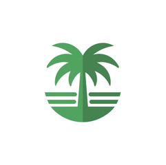 Obraz premium palm tree logo vector, Palm tree icon design, palm tree silhouette, palm Tree Vector Illustration , beach sunset and palm tree logo design, Tropical Palm Tree