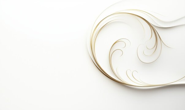 A white background with a gold swirl pattern. The swirls are very thin and delicate, giving the impression of a flowing, ethereal design. The gold color adds a sense of luxury