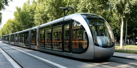 Naklejka premium An electric public transport system, symbolizing sustainable commuting