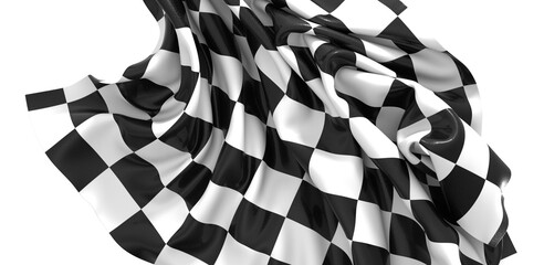 The checkered flag waves in the wind signifying the end of a race