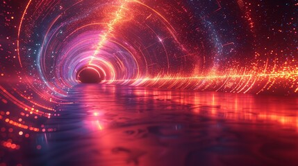 Obraz premium Teleportation and tunneling physics design showcasing advanced quantum mechanics ideas, including particle movement through barriers and the concept of instant information transfer. high resolution