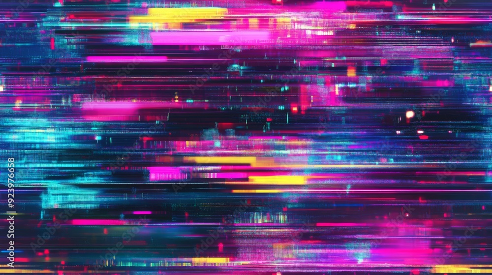 Aufkleber this captivating design features a seamless pattern of retro vhs scanlines and vibrant pixel glitche