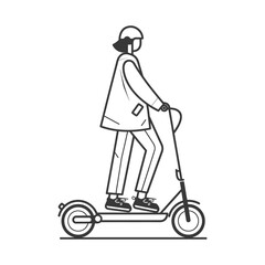 Person Riding an Electric Scooter in a Helmet