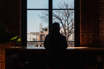 Urban contemplation silhouette against cityscape in bulgur palace ıstanbul, turkey