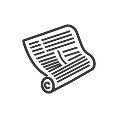 Rolled Up Document with Copyright Symbol