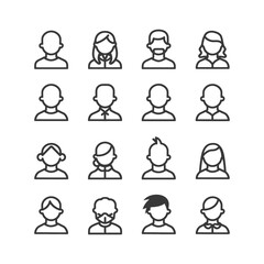 Set of 16 Outline User Profile Icons