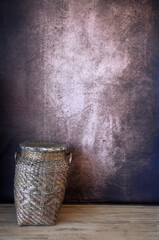 vaso cesto de cime artesanal de palha 