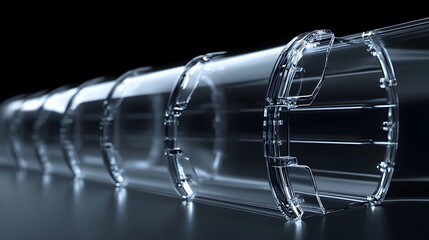 Transparent Ballistic Glass Shield with Visible Reinforcement Layers in 3D Visualization