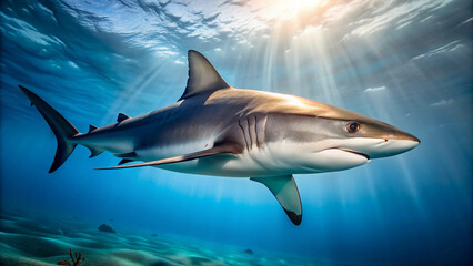 Fototapeta premium Shark in water, ocean, cut out transparent, white background png