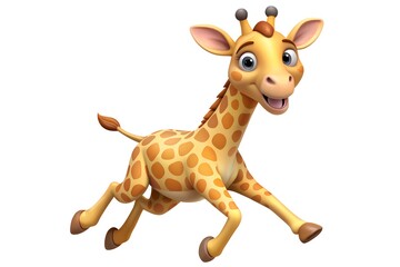 A Happy Cartoon Giraffe Running